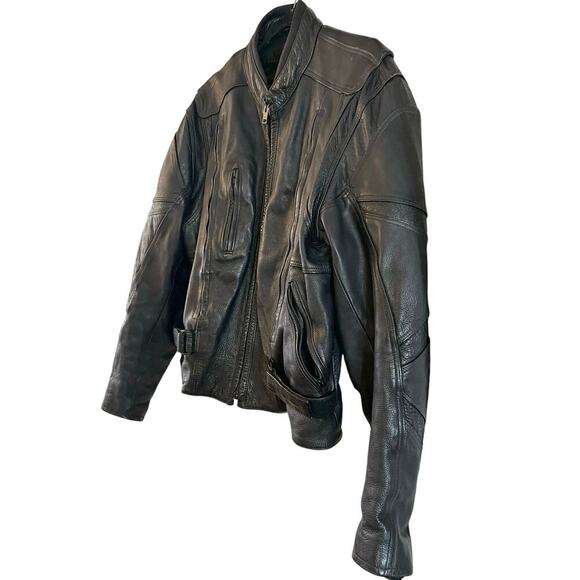 VTG UNIK Ultra Genuine Leather Men's Motorcycle Jacket Coat Zip Out Liner Large - Picture 3 of 10